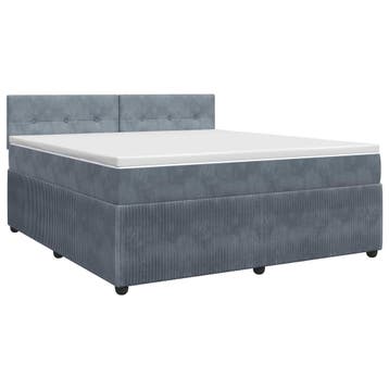 vidaXL Boxspringbed met matras Donkergrijs 160 x 200 cm, Huis en Inrichting, Slaapkamer | Bedden, Verzenden, Nieuw, Blauw, Stof
