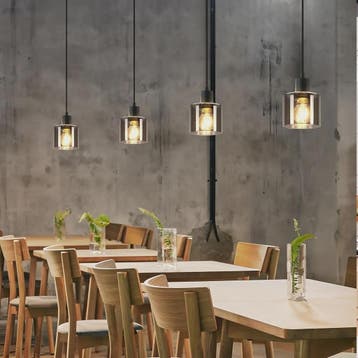 Vintage Glazen Hanglamp Zwart - Retro Industriële Stijl E27, Verzenden, Nieuw