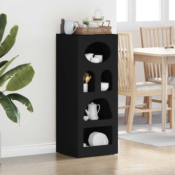 vidaXL Dressoir ELST Zwart 40 x 35 x 100,5 cm Bewerkt hout, Verzenden, Nieuw, Overige houtsoorten, Minder dan 50 cm