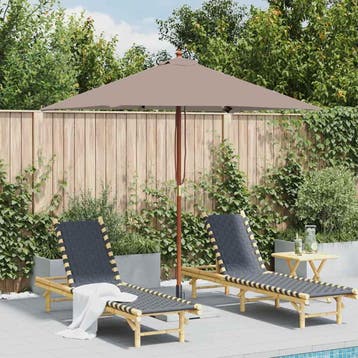 vidaXL Parasol met houten paal 150x200 cm taupe, Verzenden, Nieuw, 1 tot 2 meter