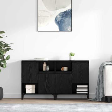 vidaXL Dressoirs 2 pcs Zwart Eiken 60 x 35 x 70 cm Bewerkt, Verzenden, Nieuw, 50 tot 100 cm, 25 tot 50 cm