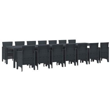 vidaXL Tuin Eettafelset met kussens 15 st Antraciet PP, Verzenden, Nieuw, 5 zitplaatsen