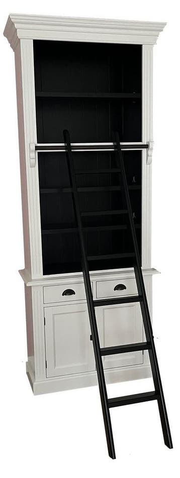 Boekenkast wit - zwart met trap Leerdam 100 x 240cm, Ophalen of Verzenden, Nieuw