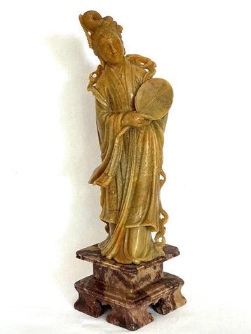 Elegante Oosterse vrouwelijke sculptuur - Beeldje - Jade