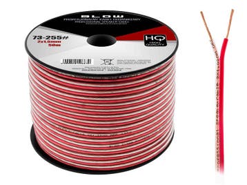 CU luidsprekerkabel 2 x 1.50 mm transparant/rood op rol 50 m, Ophalen of Verzenden, Nieuw