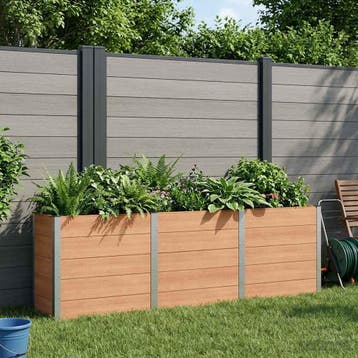 vidaXL Verhoogde plantenbak Bruin 300 x 50 x 91 cm WPC en, Verzenden, Minder dan 60 cm, Nieuw, 60 cm of meer