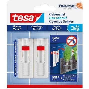 Klevende spijker | Tesa | 2 stuks | 3 kg, Doe-het-zelf en Verbouw, IJzerwaren en Bevestigingsmiddelen, Verzenden, Nieuw