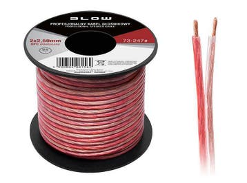 HQ luidsprekerkabel 2 x 2.50 mm transparant/rood op rol 25 m, Ophalen of Verzenden, Nieuw, Kabel of Snoer