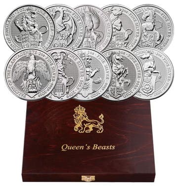 SERIE - Queen Beast 2 oz (10 munten met doos), Verzenden, Losse munt, Zilver