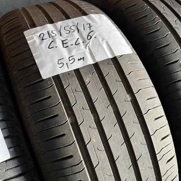 2 x Continental EcoContact 6 215-55-17 Zomerbanden 5,5mm, 17 inch, Ophalen of Verzenden, Band(en), Personenwagen