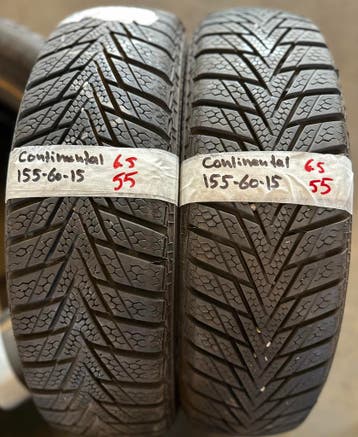 2x155-60-15 continental winter 6.5mm €55 per band 155 60 15, Ophalen, Gebruikt, Winterbanden, Band(en)