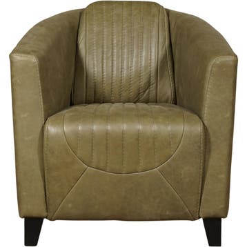Leren fauteuil Press Special - Vintage Olive (olijf/groen), Huis en Inrichting, Fauteuils, Nieuw, Ophalen of Verzenden, Eigentijds, Klassiek, Retro, Romantisch, Vintage