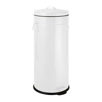 Pedaalemmer retro look - wit - 30 liter, Huis en Inrichting, Woonaccessoires | Prullenbakken, Verzenden, Nieuw