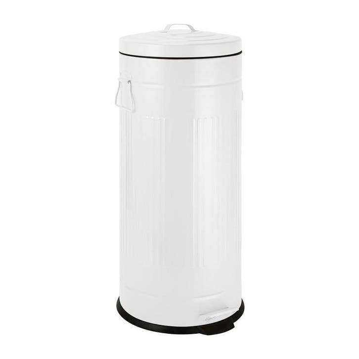 Pedaalemmer retro look - wit - 30 liter, Huis en Inrichting, Woonaccessoires | Prullenbakken, Verzenden