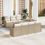 vidaXL Tuin Sofa Set 8 pcs Beige en Crème Poly Riet en Staal, Verzenden, Nieuw, Rotan, 8 zitplaatsen