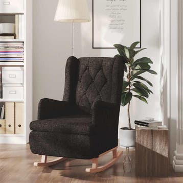 vidaXL Fauteuil met massief rubberwood schommelpoten stof, Verzenden, Nieuw
