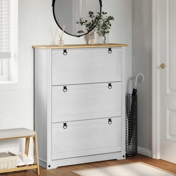 vidaXL Schoenenkast Corona Wit 99 x 32 x 122 cm Massief, Verzenden, Nieuw