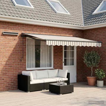 vidaXL Elektrisch Uittrekbaar Zonnescherm Lichtgrijs en wit., Tuin en Terras, Zonneschermen, Verzenden, Nieuw