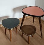 Bijzettafel - Hout - Drie vintage salontafels /