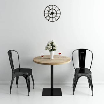 vidaXL Bistrotafel rond 80x75 cm MDF en staal eikenkleur, Verzenden, Nieuw
