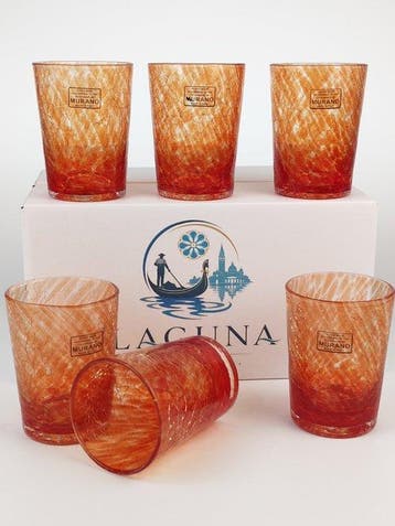 LAGUNA - Drinkservies (6) - gecrackt - Muranoglas - 6 GOTO