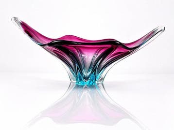 Schaal - Glas - Prachtige vintage schaal - 45 cm