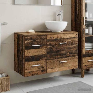 vidaXL Badkamermeubelset 2 st Oud hout Bewerkt hout, Huis en Inrichting, Tafels | Kaptafels, Verzenden, Nieuw