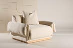 Momo Fauteuil Beige  Linen&Katoen Eikenhout Onderstel Jorn, Huis en Inrichting, Fauteuils, Verzenden, Nieuw