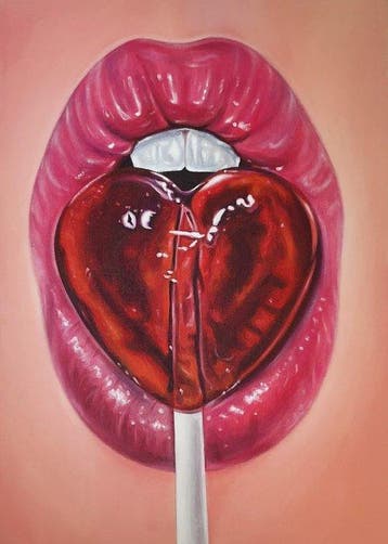 Liuzan Cabrera - Lolly Lips Kiss / Acryl auf Leinwand