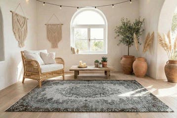 Grijs vintage - Vloerkleed - 205 cm - 115 cm - met, Nieuw