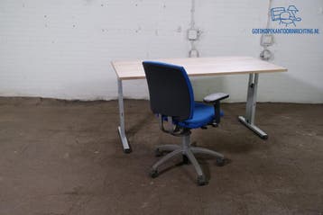 Bureau 160x80 robson eiken grijs frame handmatig verstelbaar, Overige typen, Gebruikt, Verzenden, Overige merken