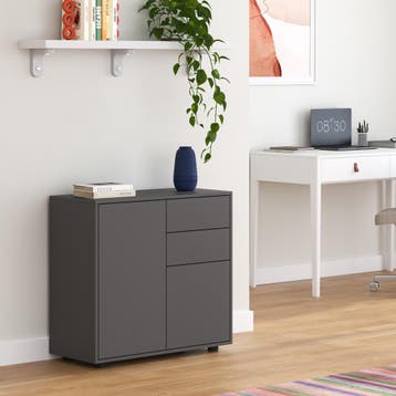 Commode Paarl 74x79x36 cm donkergrijs mat [en.casa], Huis en Inrichting, Kasten | Dressoirs, Verzenden, Nieuw