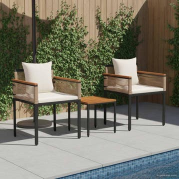 vidaXL Buitenmeubelset met kussen Beige en Crème Wit poly, Verzenden, Nieuw, Rotan, 3 zitplaatsen