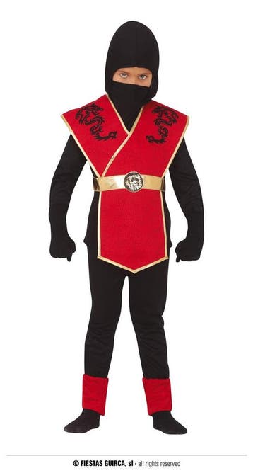 Ninja Kostuum Kind Rood/Zwart, Ophalen of Verzenden, Nieuw