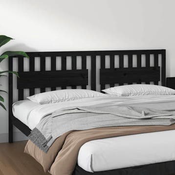vidaXL Hoofdbord 205,5x4x100 cm massief grenenhout zwart, Verzenden, Nieuw, Zwart, Hout
