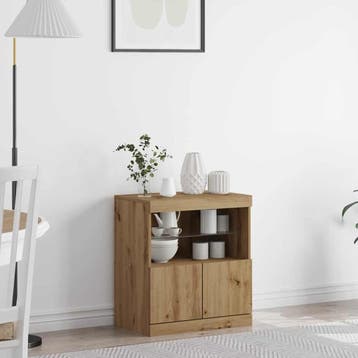 vidaXL LED Sideboard Bruin 60,5 x 37 x 67 cm Bewerkt hout, Minder dan 50 cm, Verzenden, Nieuw, Minder dan 100 cm