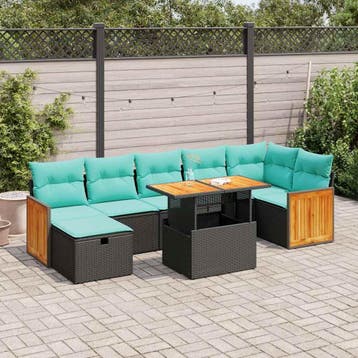 vidaXL 8-delige Loungeset met kussens poly rattan acacia, Verzenden, Nieuw, Loungeset