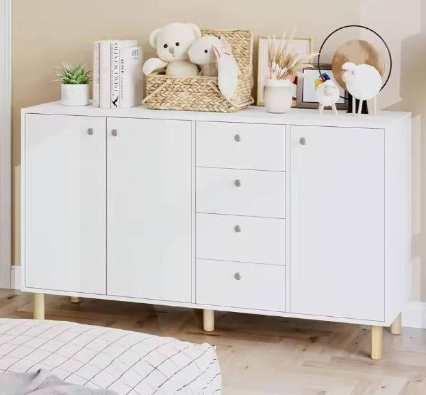 Wit Dressoir 140 cm met 3 Deuren, 4 Lades & Opbergruimte, Huis en Inrichting, Keuken | Keukenelementen, Nieuw, Verzenden