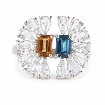 Zonder minimumprijs - Ring Verguld Topaas - Diamant - 18k, Nieuw