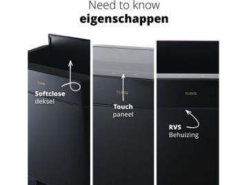 FlinQ Senzaro 60L - Prullenbak - Automatische Sluiting -, Verzenden, Nieuw