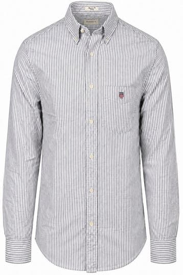 Gant Overhemd Oxford Streep Lichtbruin maat XXL Heren, Kleding | Heren, Verzenden, Nieuw, Grijs, GANT