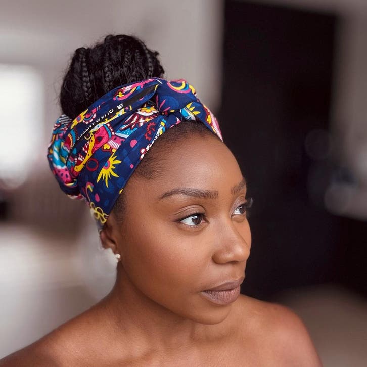 Afrikaanse Blauw Roze Paisley hoofddoek - headwrap, Kleding | Dames, Hoeden en Petten, Nieuw, Ophalen of Verzenden