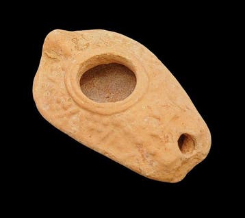 Byzantijns Terracotta Versierde olielamp - 100 mm (Zonder