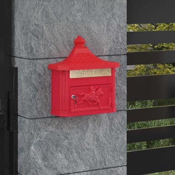 vidaXL Wandgemonteerde brievenbus met opslag Rood 40,5 x 16, Verzenden, Nieuw