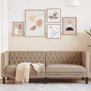 vidaXL Driezitsbank Chesterfield-stijl kunstleer, Verzenden, Nieuw, Driepersoons, Leer