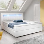 Boxspringbed Montana - 120 x 200 cm - Wit - LED Verlichting, Verzenden, Nieuw