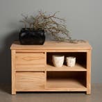 *WOONWINKEL* Tower Living Corona Hoog Tv-meubel Teak - 2 Lad, Huis en Inrichting, Kasten | Televisiemeubels, Verzenden, Nieuw