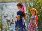 Vladimir Goussev (1957) - Fillette et les Petits Canards -, Antiek en Kunst, Kunst | Schilderijen | Klassiek