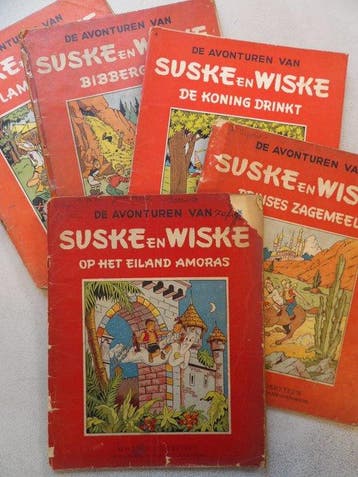 Suske en Wiske RV 1 + 4 + 5 + 8 + 9 - Rode reeks Vlaams - Op, Nieuw