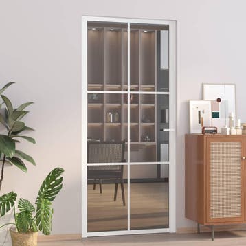 vidaXL Binnendeur 93x201,5 cm ESG-glas en aluminium wit, Verzenden, Nieuw